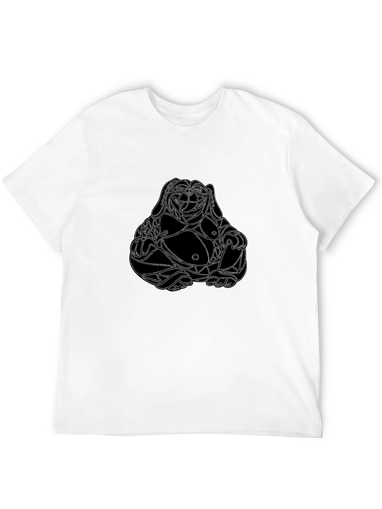 Geometric Buddha Graphic Tee - Black