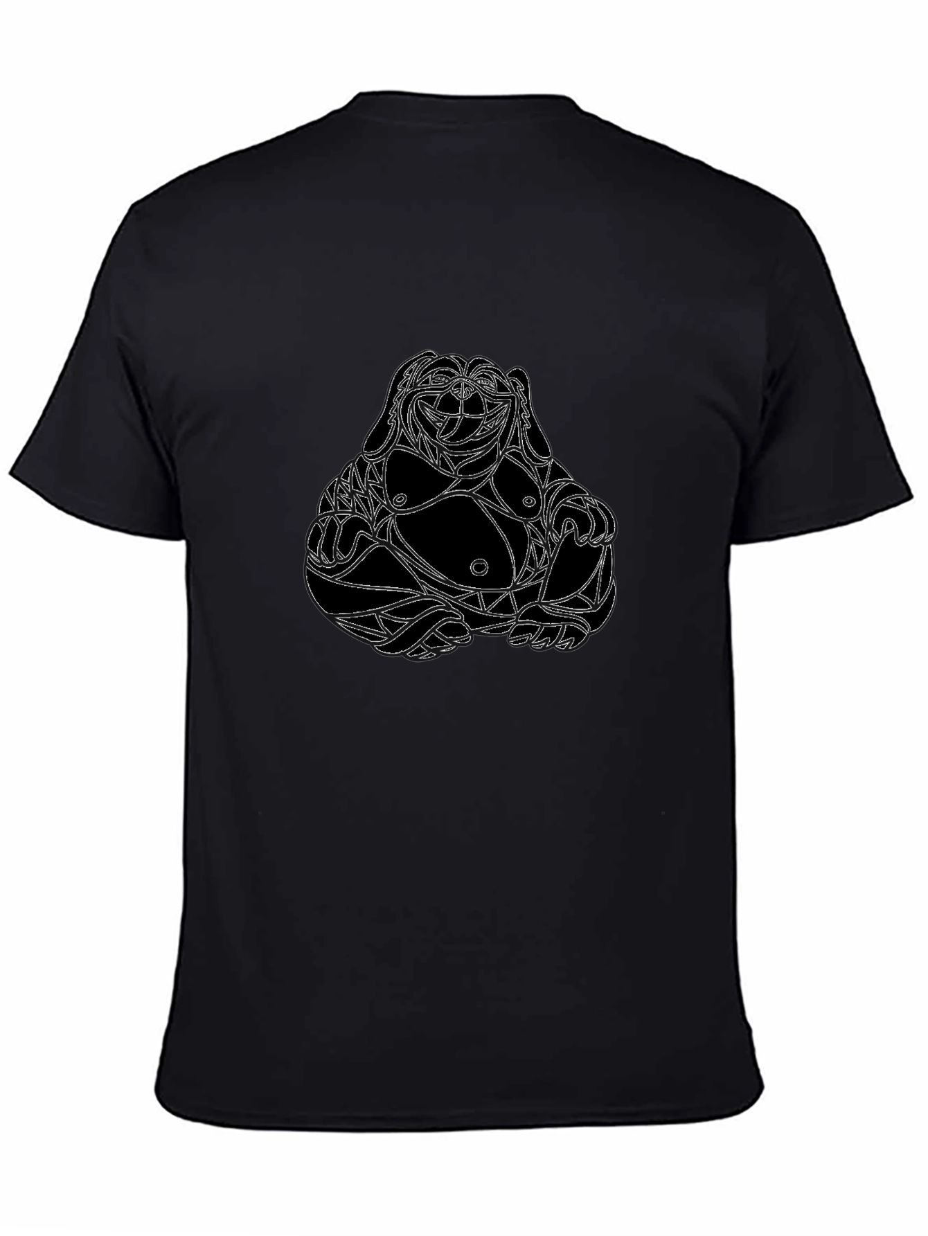Geometric Buddha Graphic Tee - Black