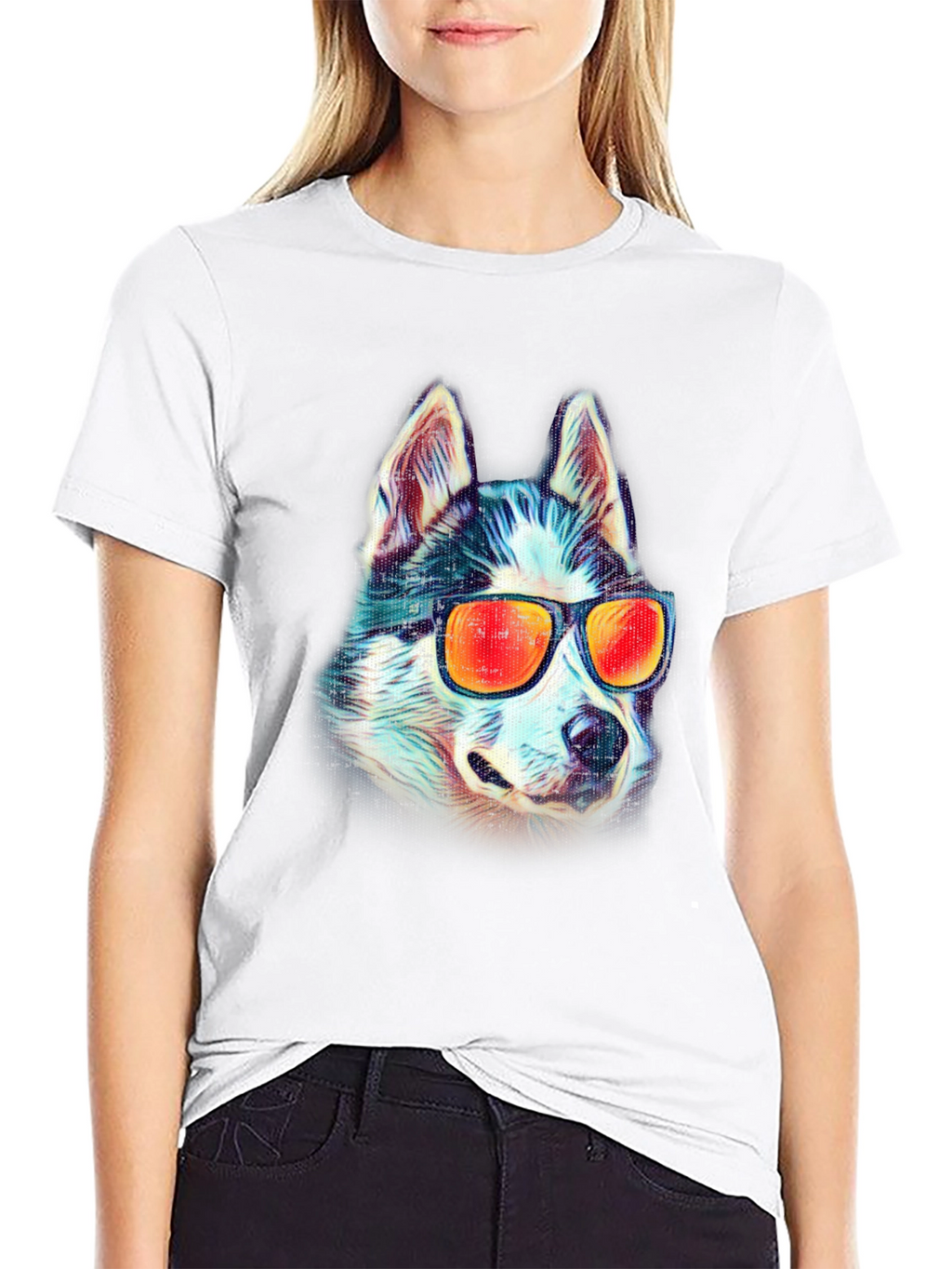 Cool Husky Graphic Tee - Black Cotton