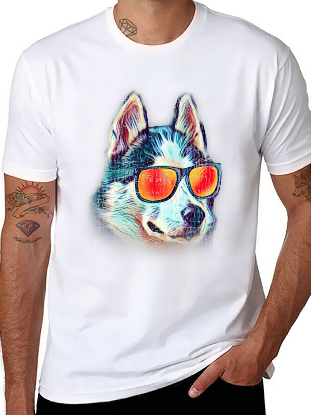 Cool Husky Graphic Tee - Black Cotton