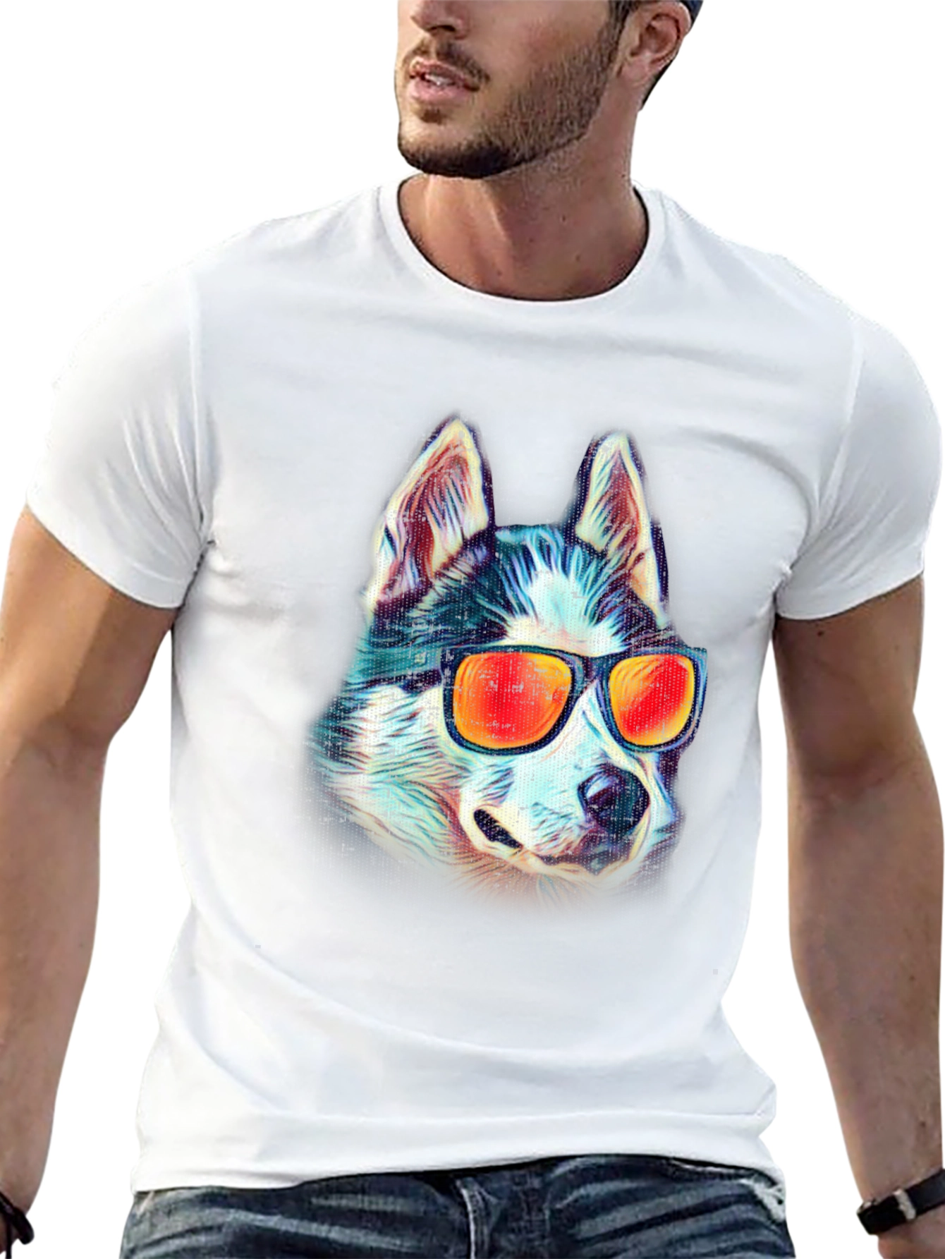 Cool Husky Graphic Tee - Black Cotton
