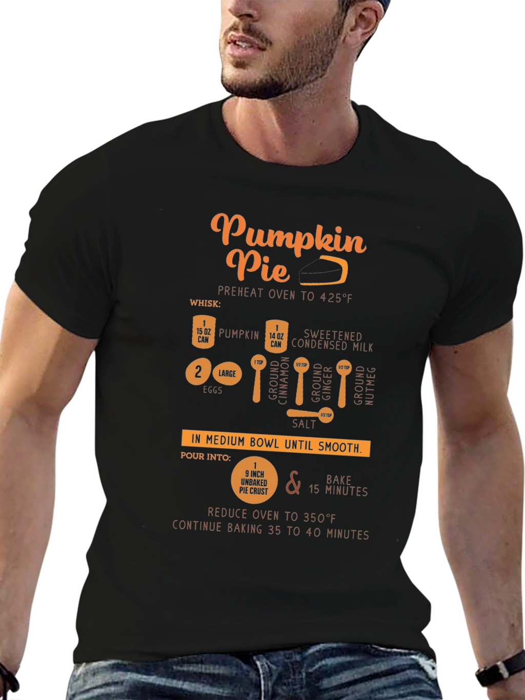 Pumpkin Pie Recipe Black T-Shirt