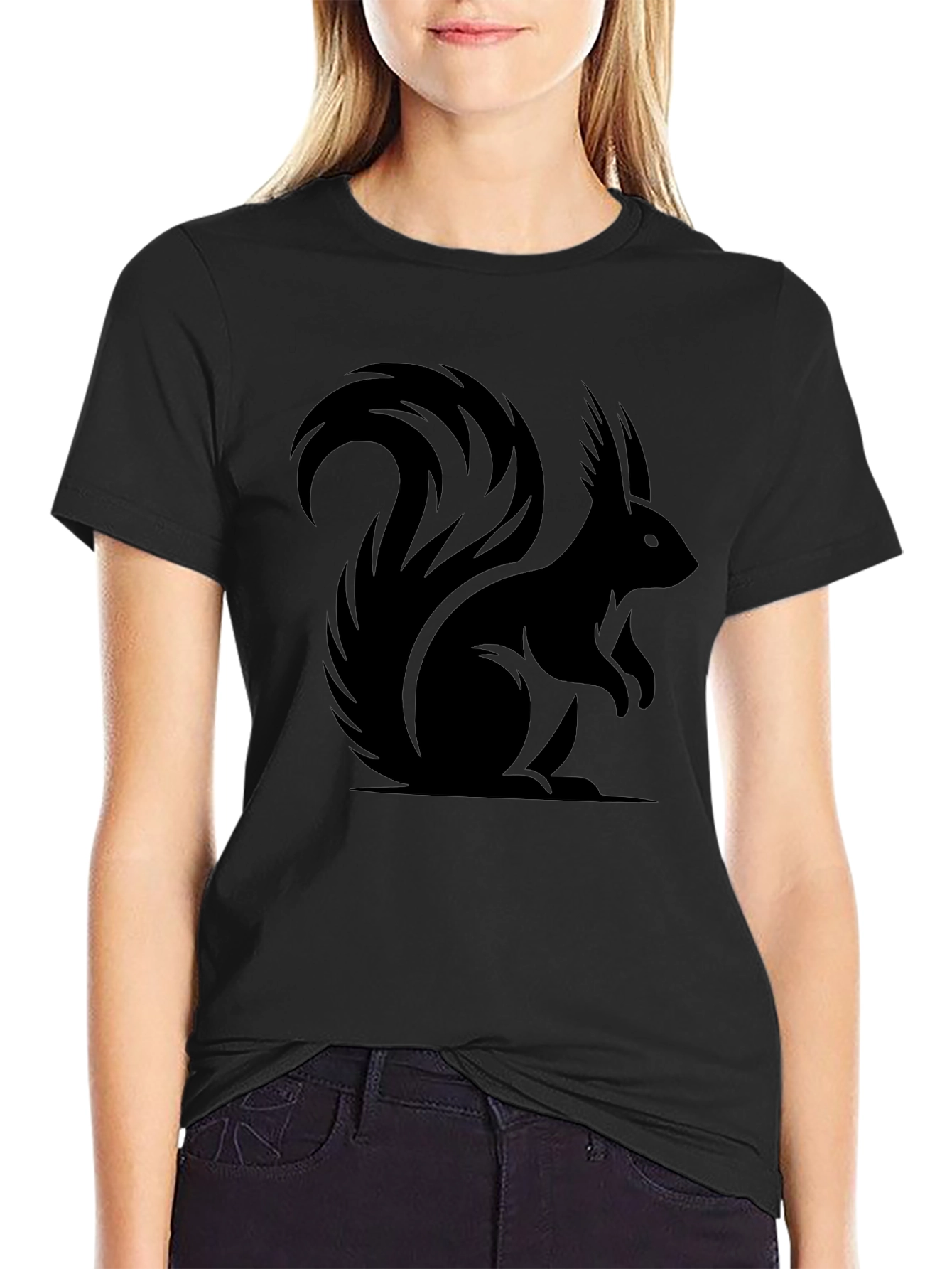 Black Squirrel Silhouette Graphic Tee