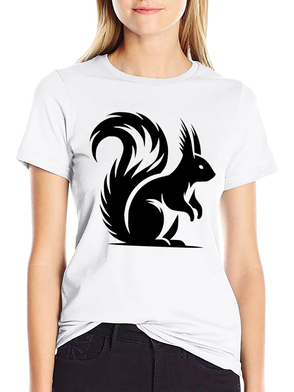 Black Squirrel Silhouette Graphic Tee