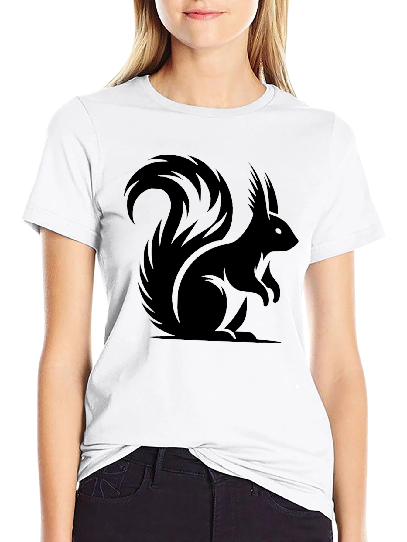 Black Squirrel Silhouette Graphic Tee
