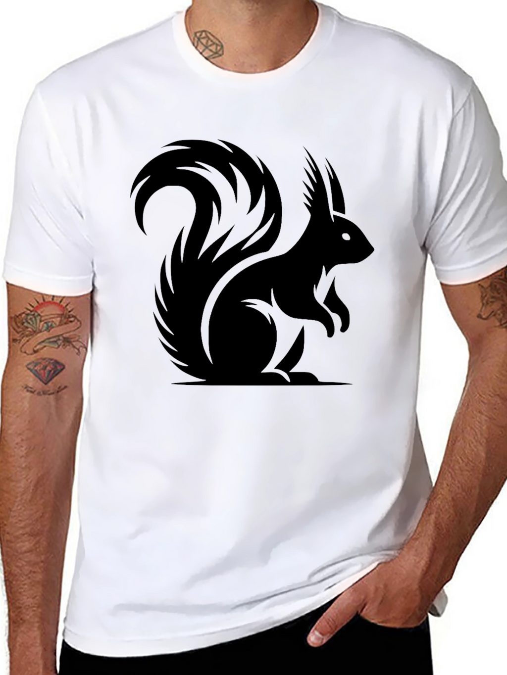 Black Squirrel Silhouette Graphic Tee
