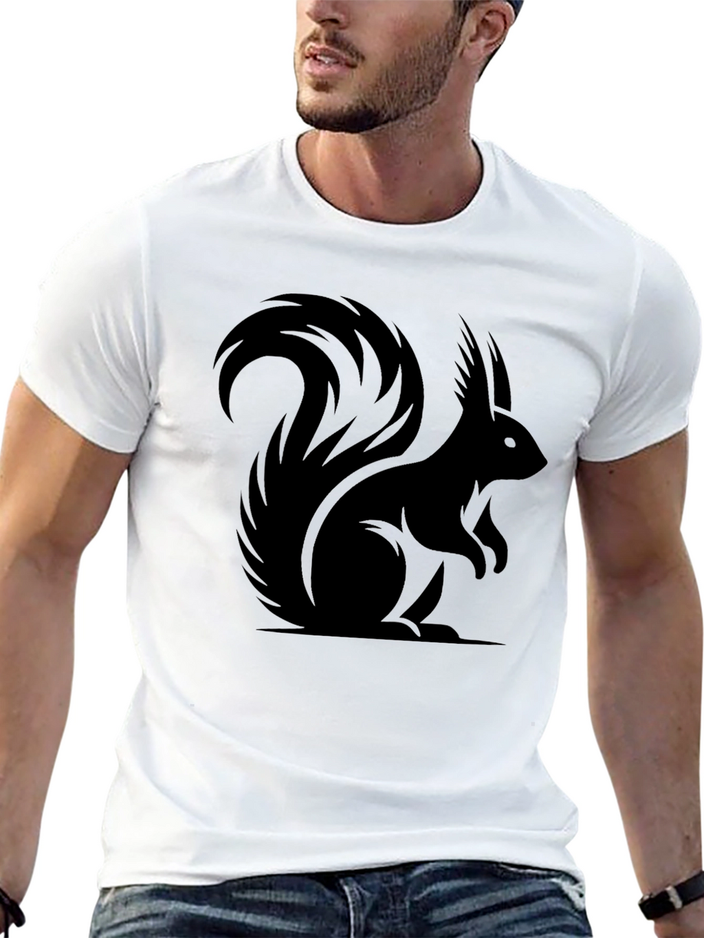 Black Squirrel Silhouette Graphic Tee
