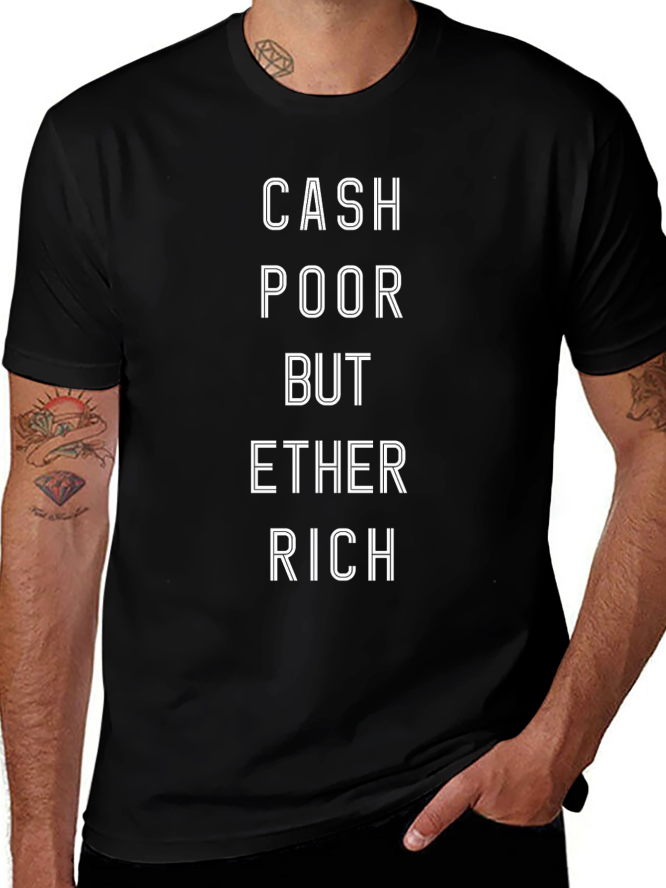 Cash Poor But Ether Rich Black T-Shirt