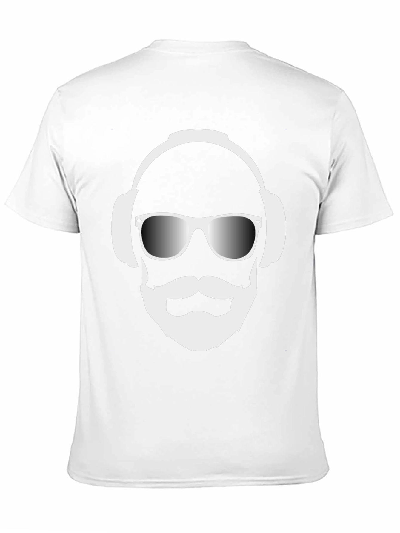 Cool Dude Black T-Shirt with Headphones and Beard Graphic