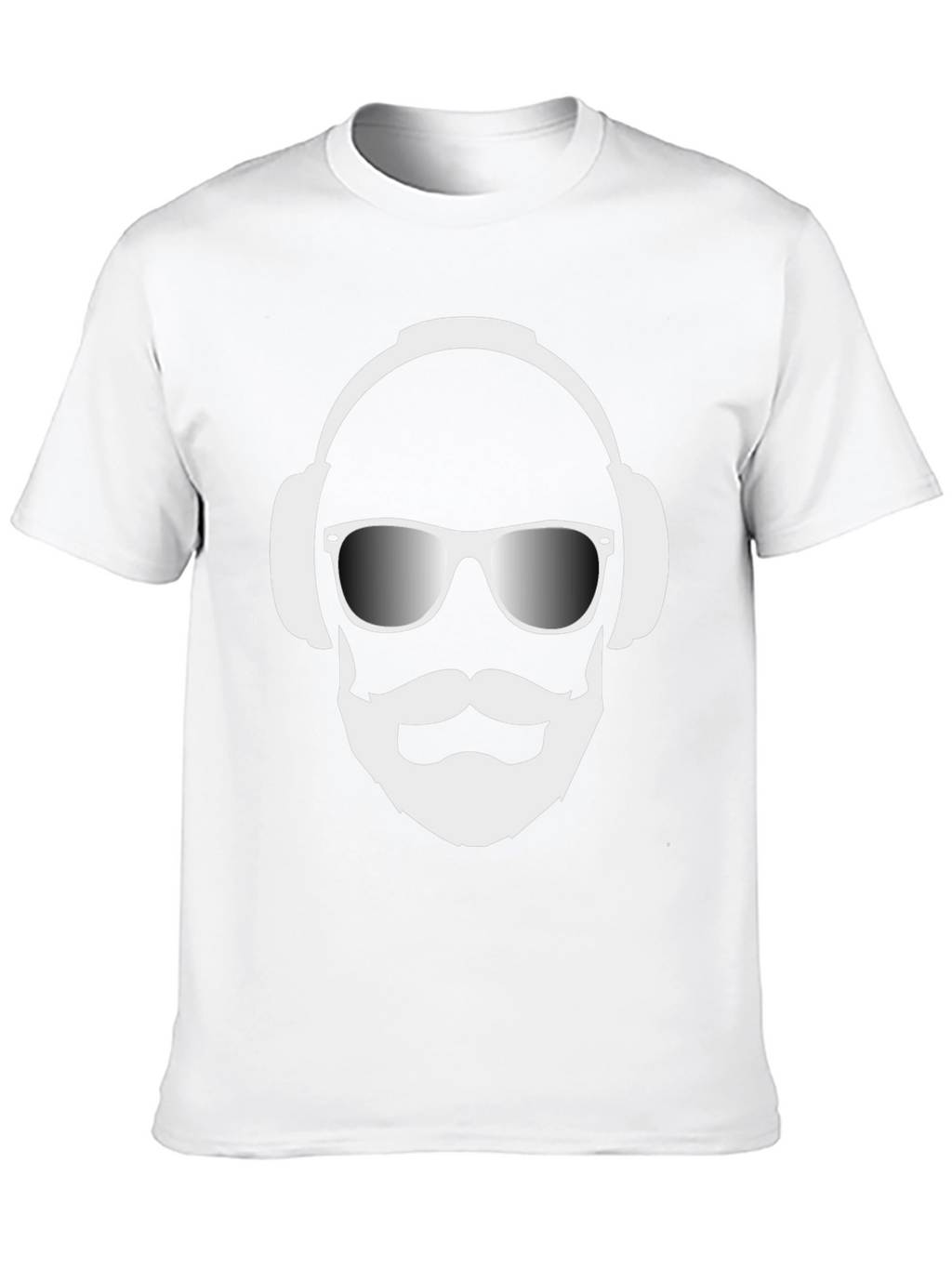 Cool Dude Black T-Shirt with Headphones and Beard Graphic