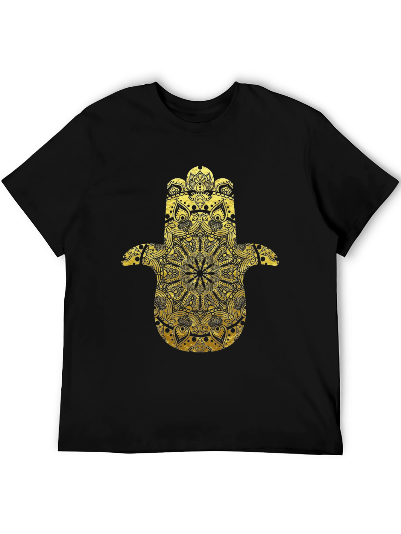 Golden Hamsa Hand Graphic Tee - Black Cotton Comfort