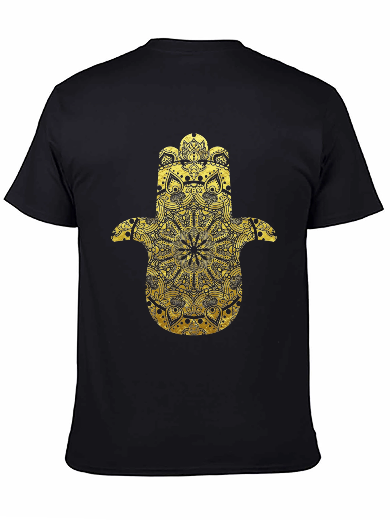 Golden Hamsa Hand Graphic Tee - Black Cotton Comfort