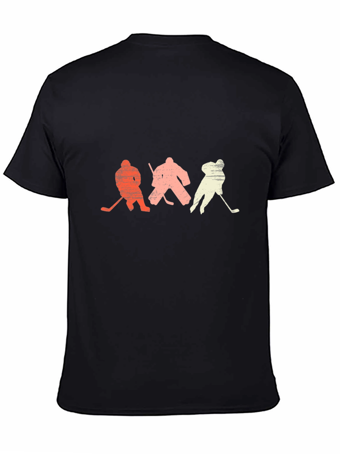 Vintage Hockey Player Graphic Tee - Black Cotton T-Shirt