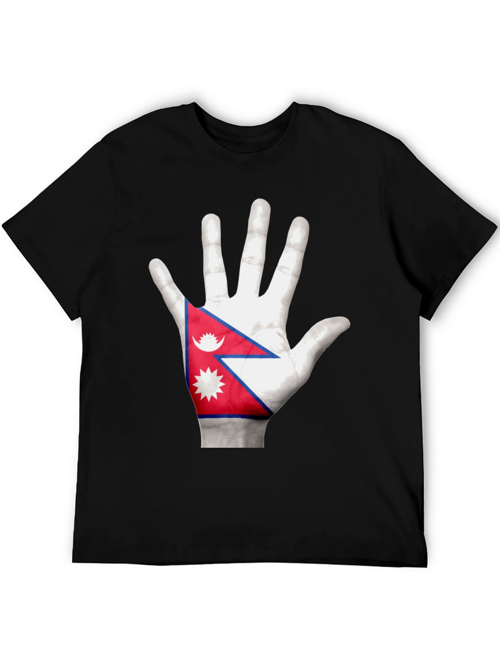 Nepal Flag Hand Print T-Shirt
