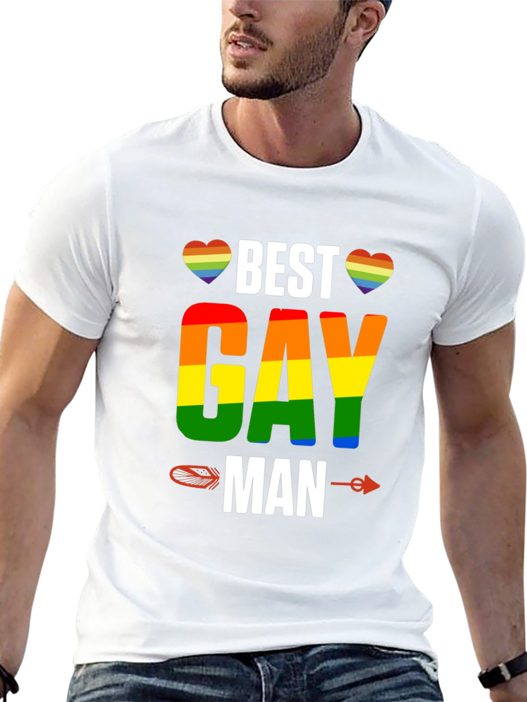 Best Gay Man Rainbow Pride T-Shirt