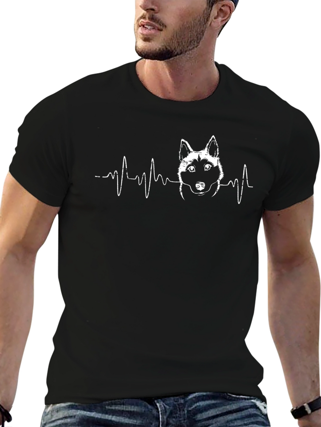 Dog Heartbeat Graphic Tee - Black