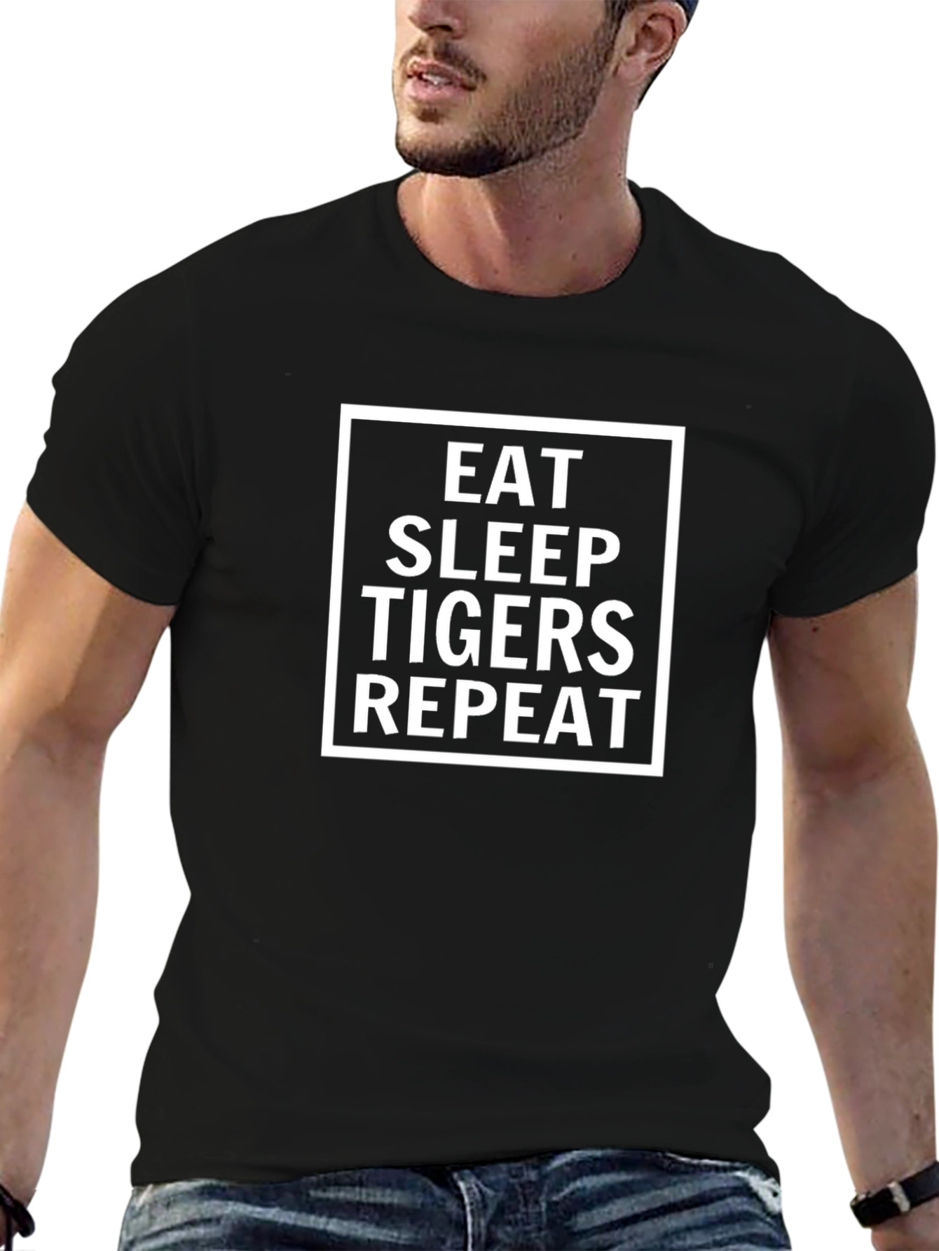 Eat Sleep Tigers Repeat Black T-Shirt