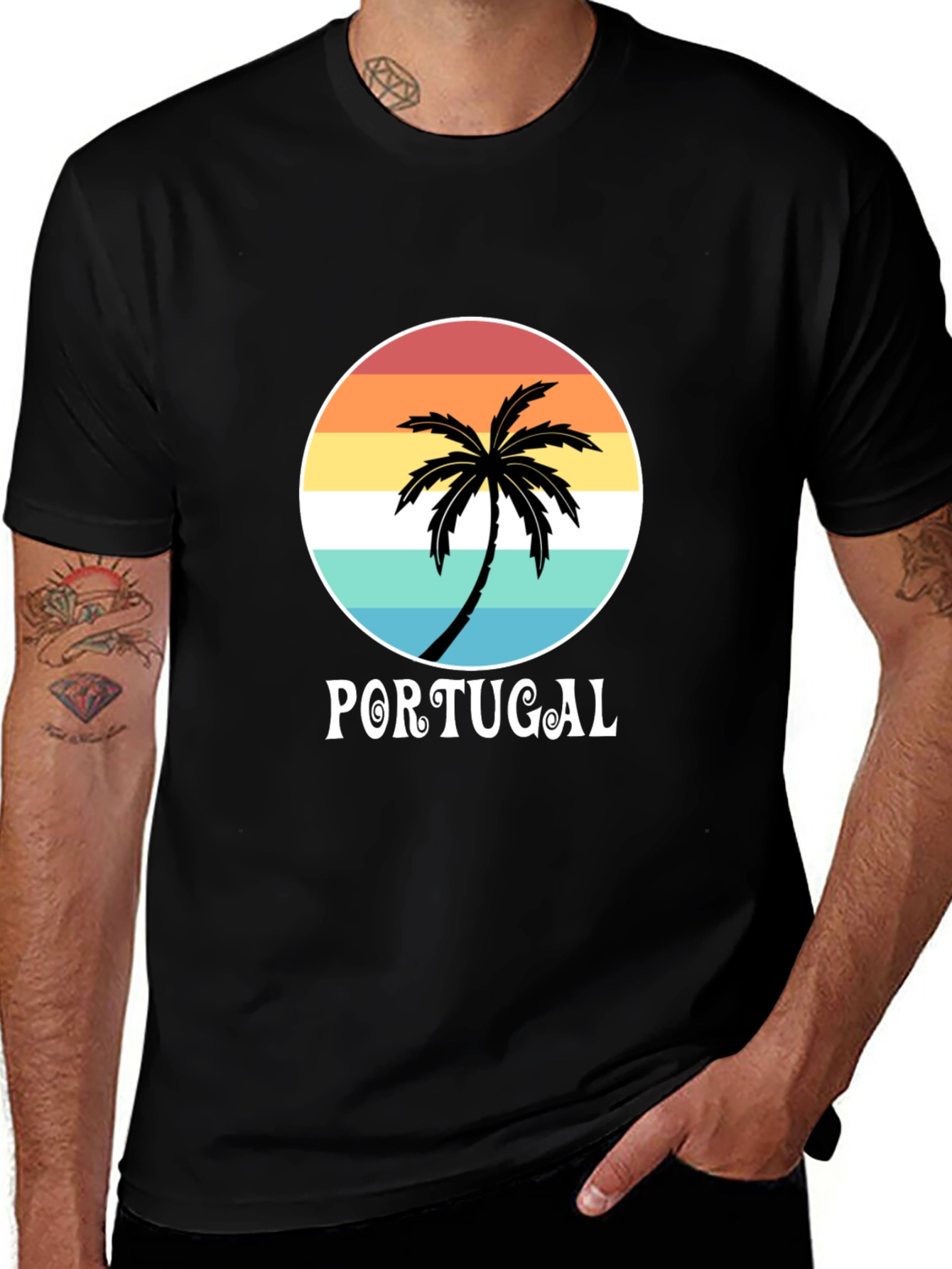 Portugal Palm Tree T-Shirt - Beach Vacation Souvenir