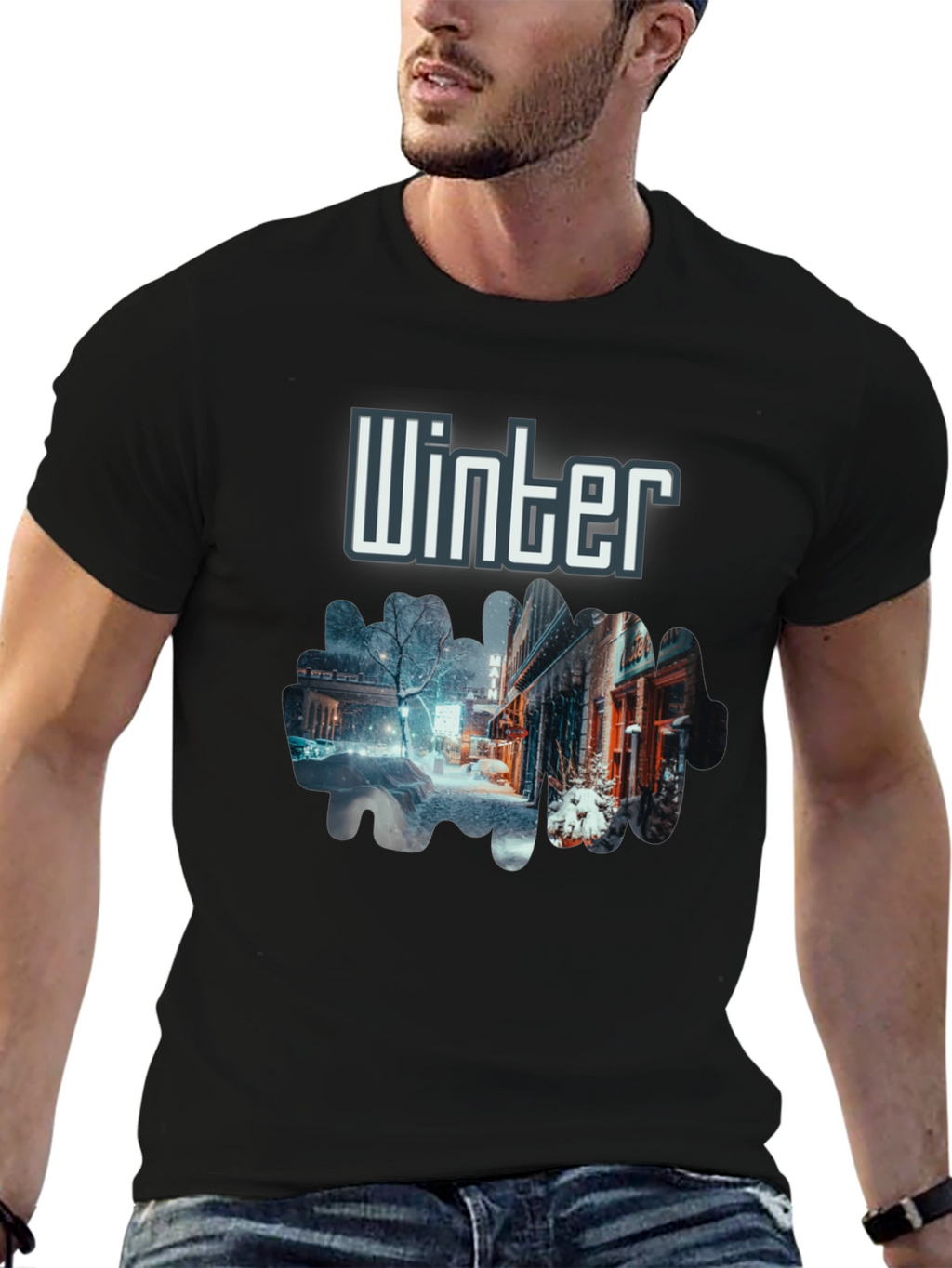 Winter Street Scene Graphic T-Shirt
