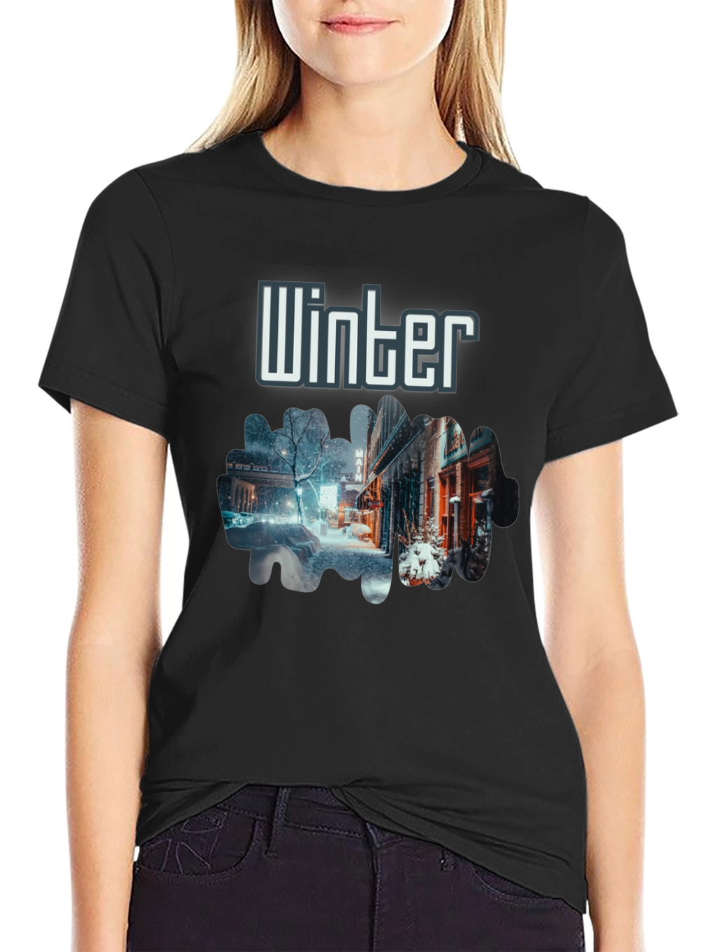 Winter Street Scene Graphic T-Shirt