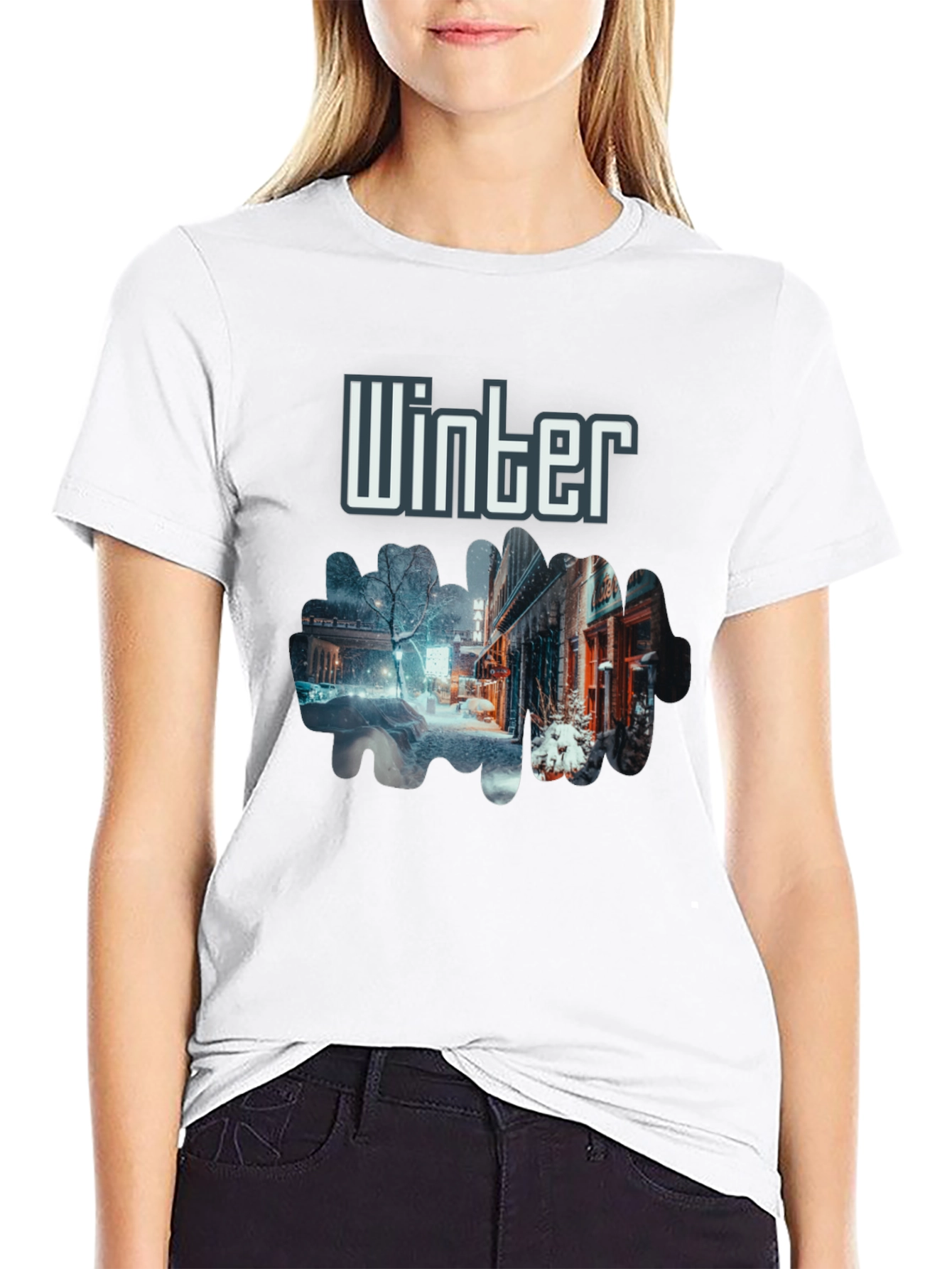 Winter Street Scene Graphic T-Shirt