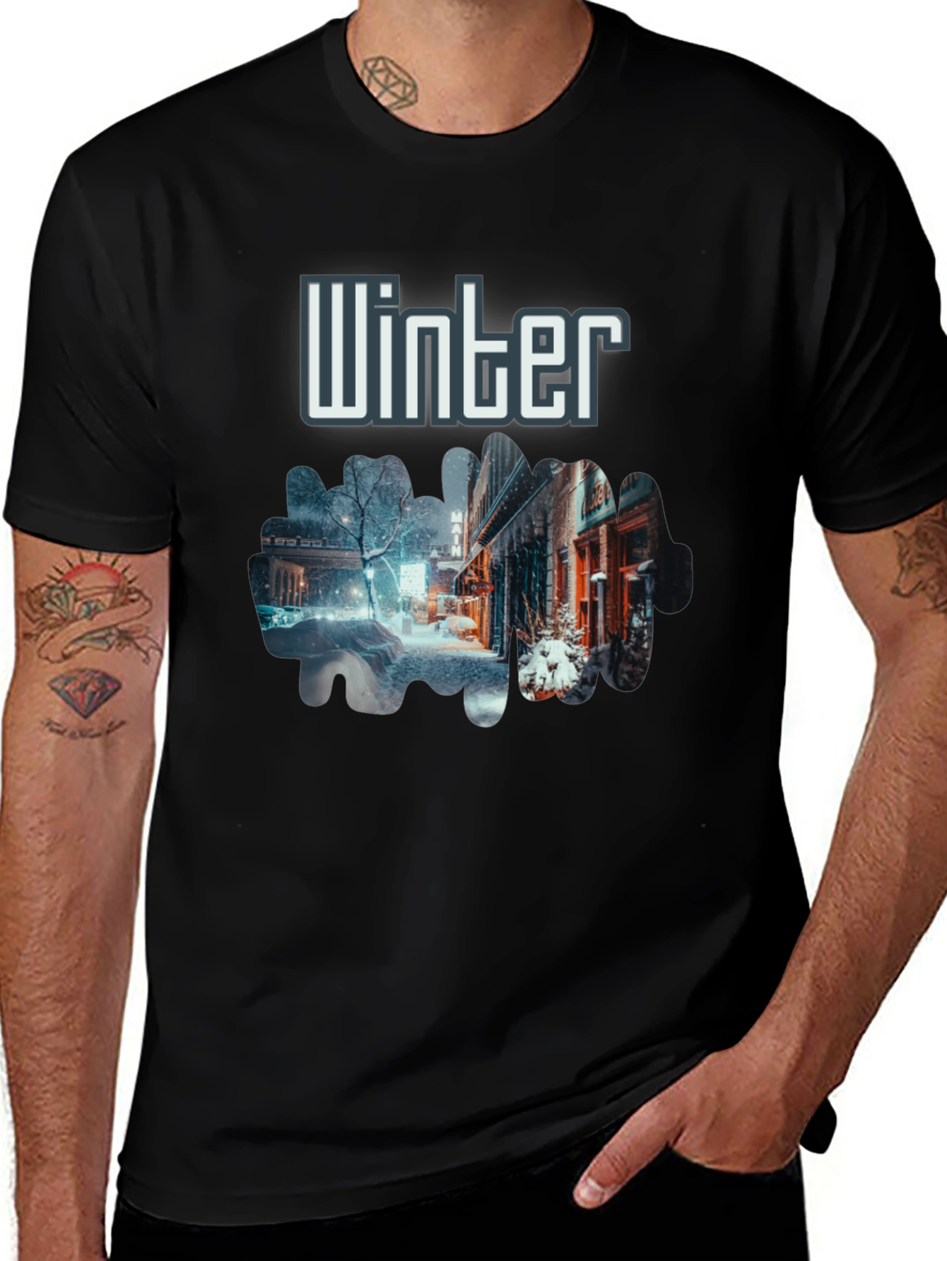 Winter Street Scene Graphic T-Shirt