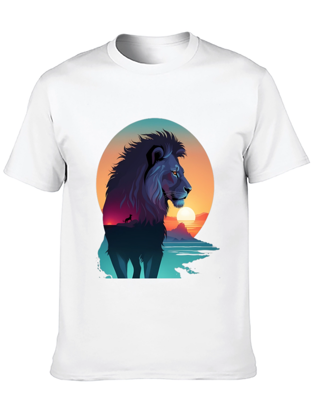 Lion Sunset Graphic Tee - Mens Black T-Shirt
