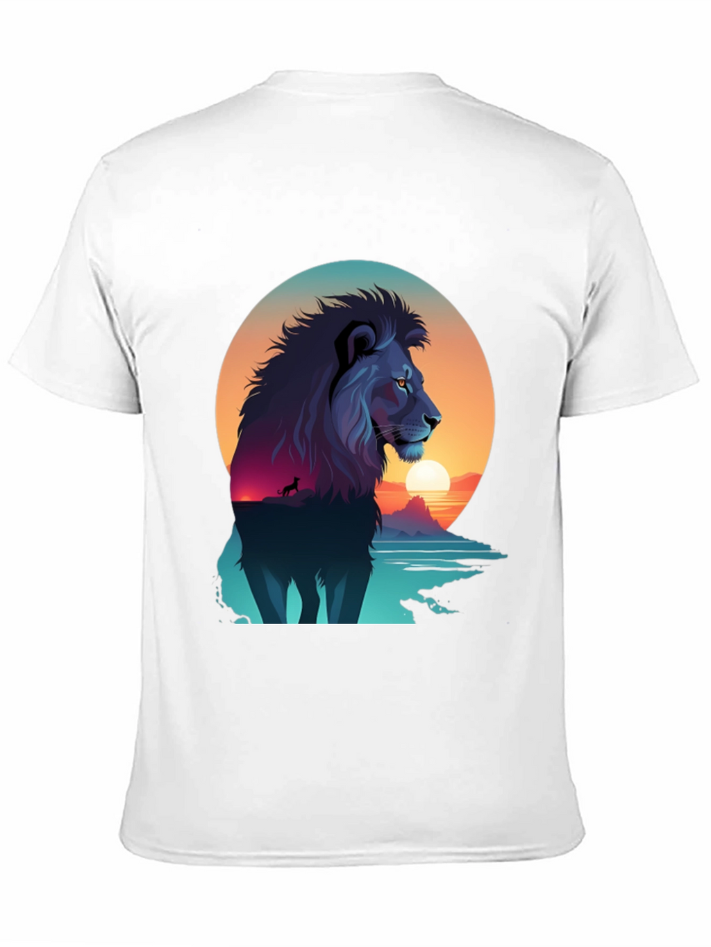 Lion Sunset Graphic Tee - Mens Black T-Shirt
