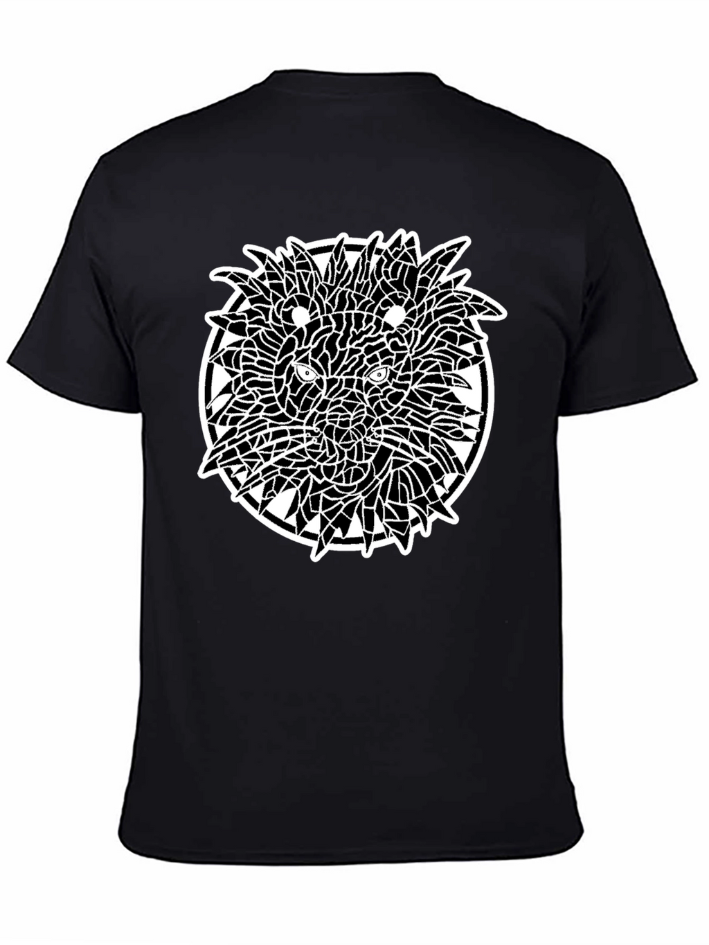 Mosaic Lion Graphic Black T-Shirt