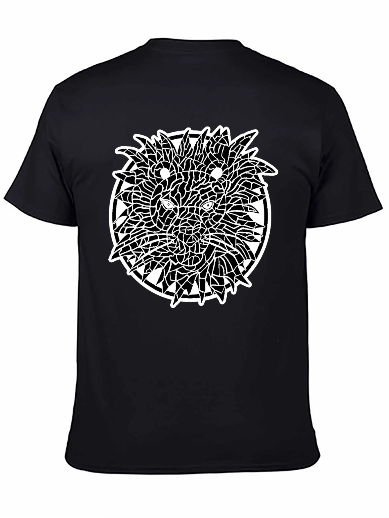 Mosaic Lion Graphic Black T-Shirt