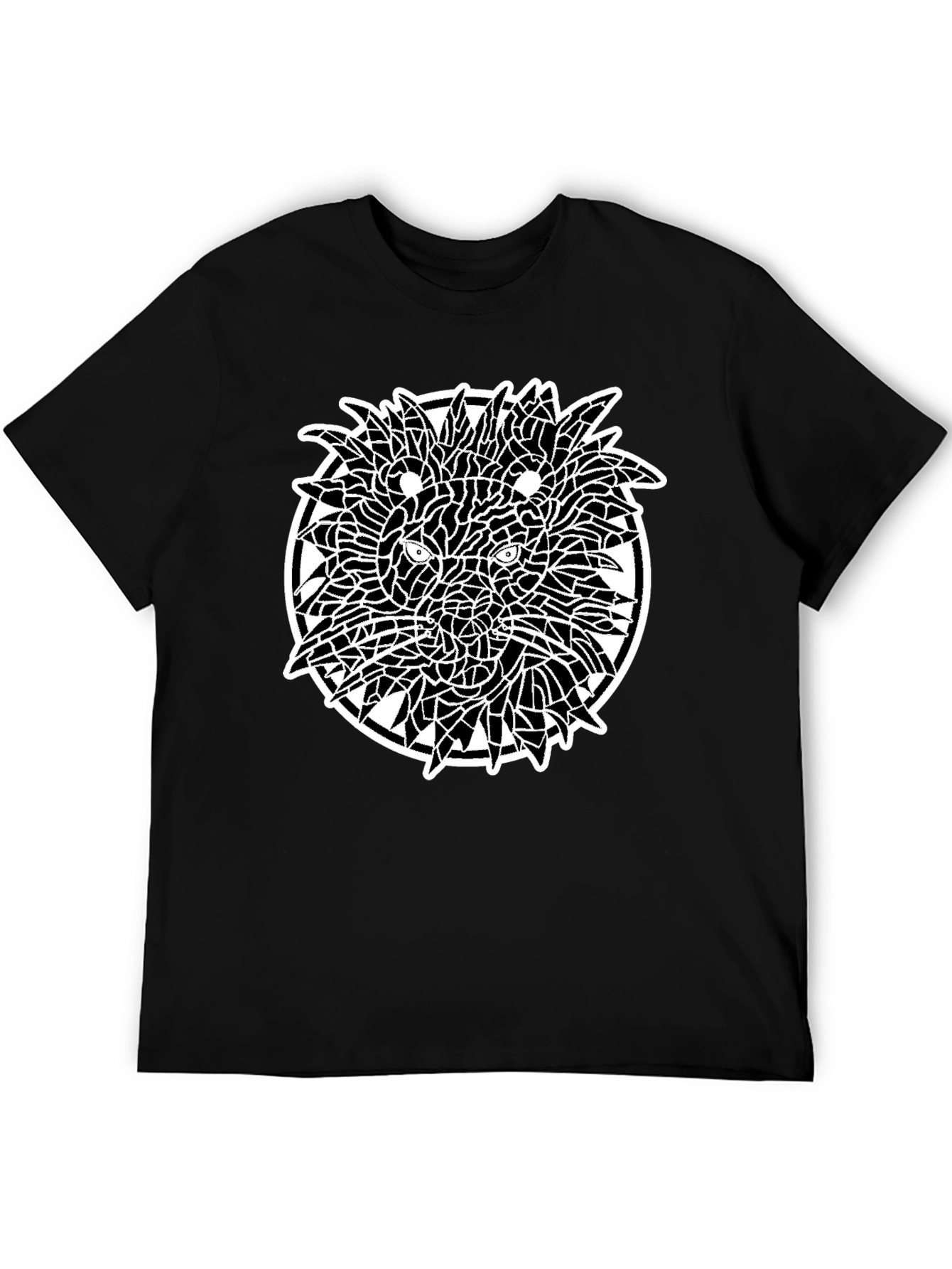 Mosaic Lion Graphic Black T-Shirt
