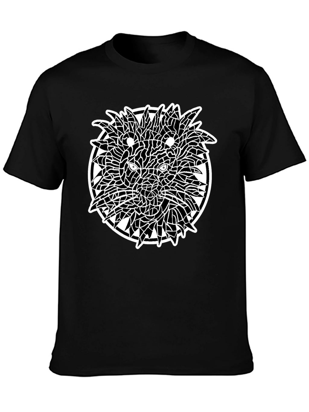 Mosaic Lion Graphic Black T-Shirt