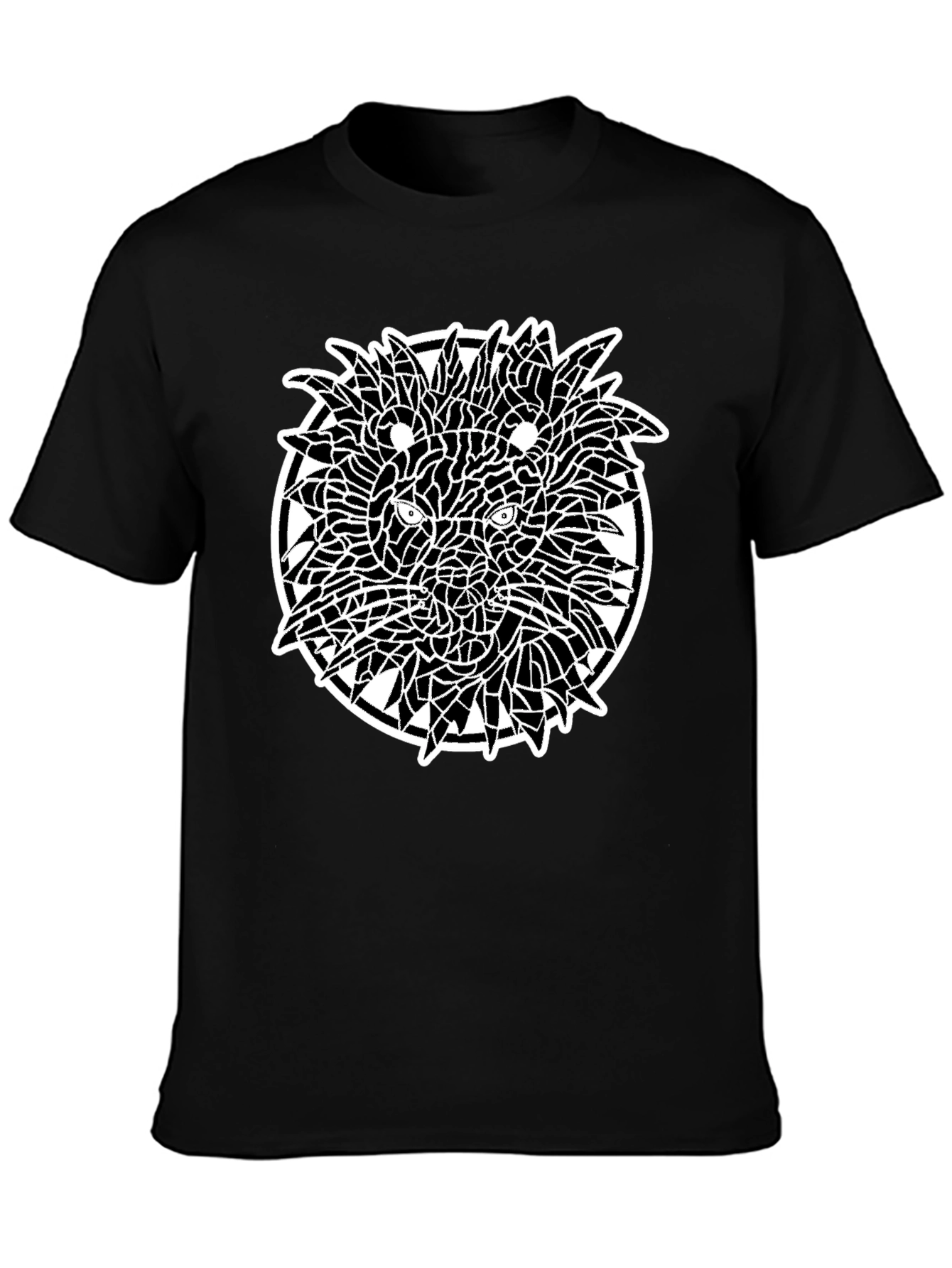 Mosaic Lion Graphic Black T-Shirt