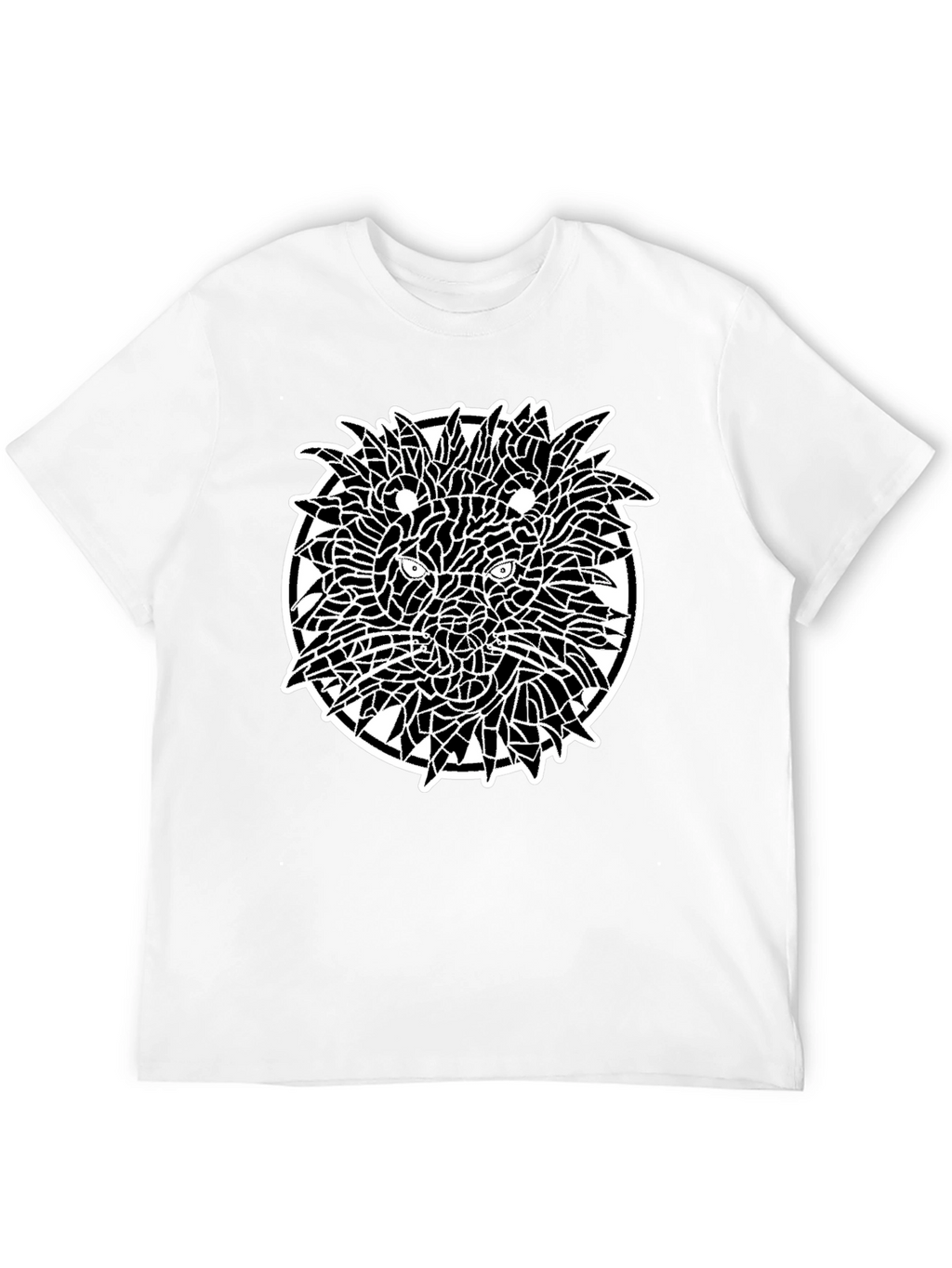 Mosaic Lion Graphic Black T-Shirt