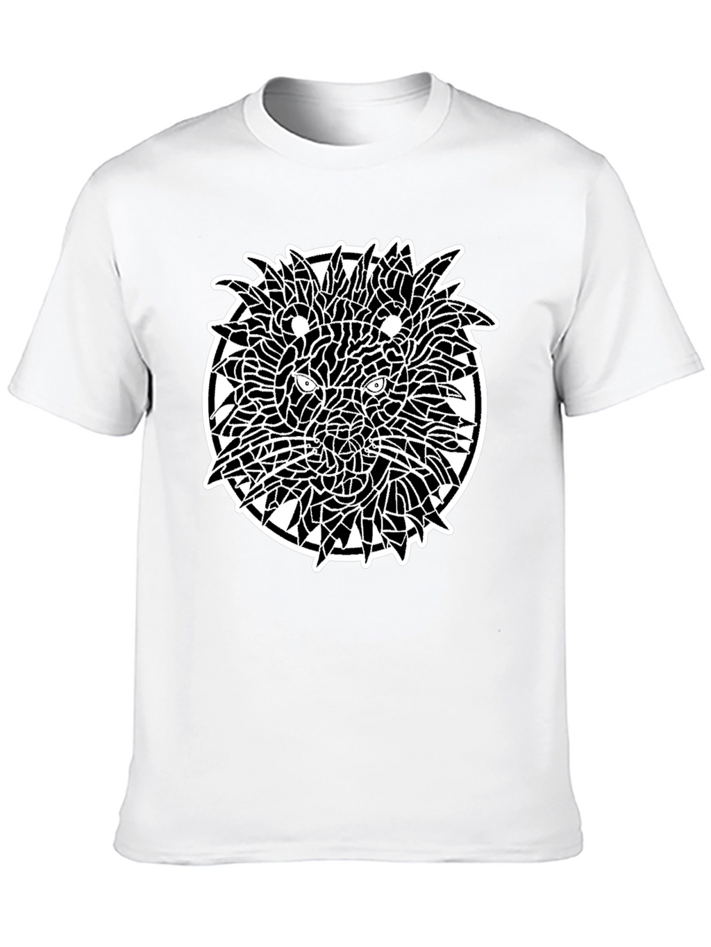 Mosaic Lion Graphic Black T-Shirt