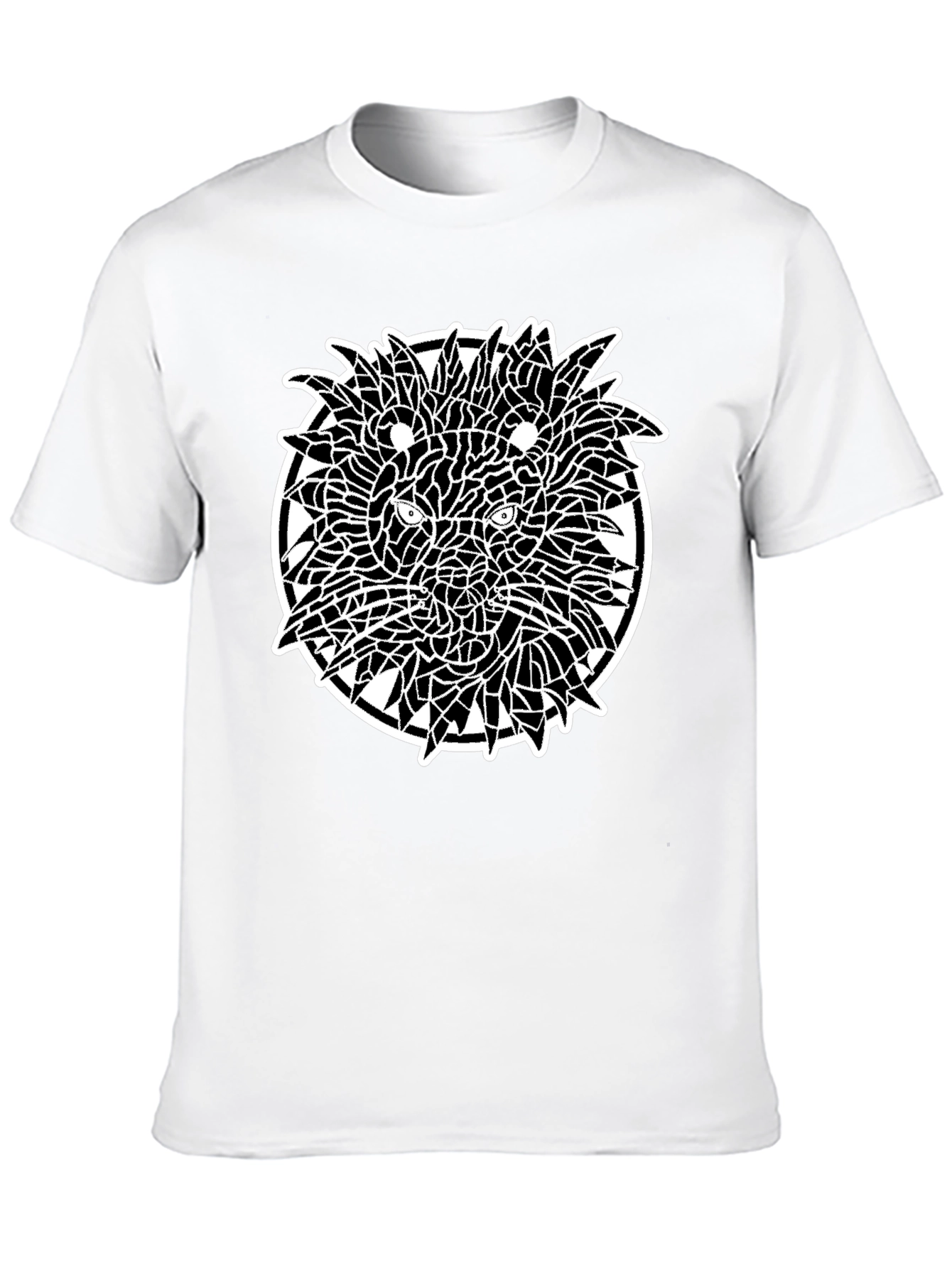 Mosaic Lion Graphic Black T-Shirt