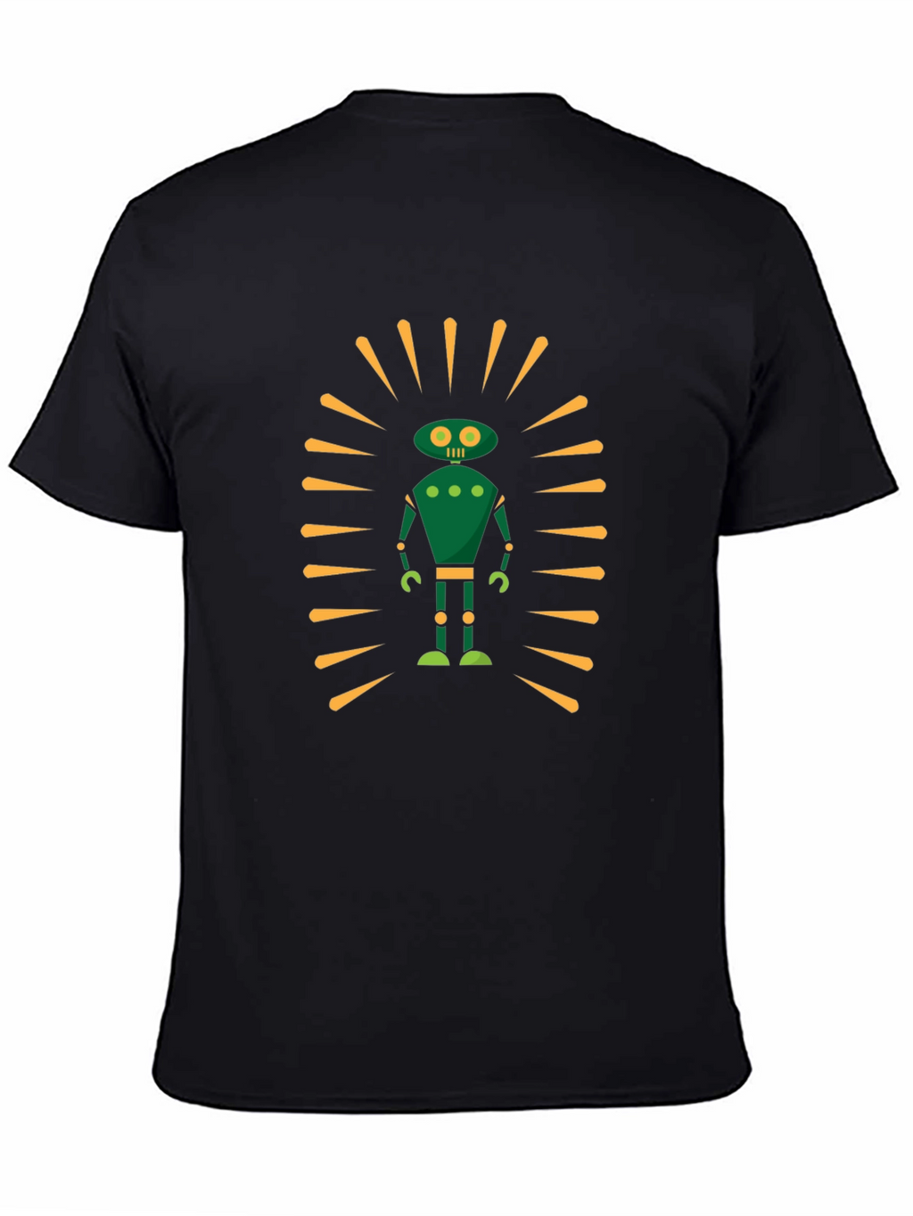 Retro Robot Graphic Tee - Sci-Fi Style Black T-Shirt