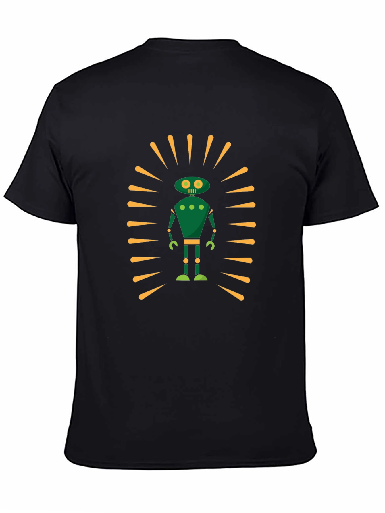 Retro Robot Graphic Tee - Sci-Fi Style Black T-Shirt