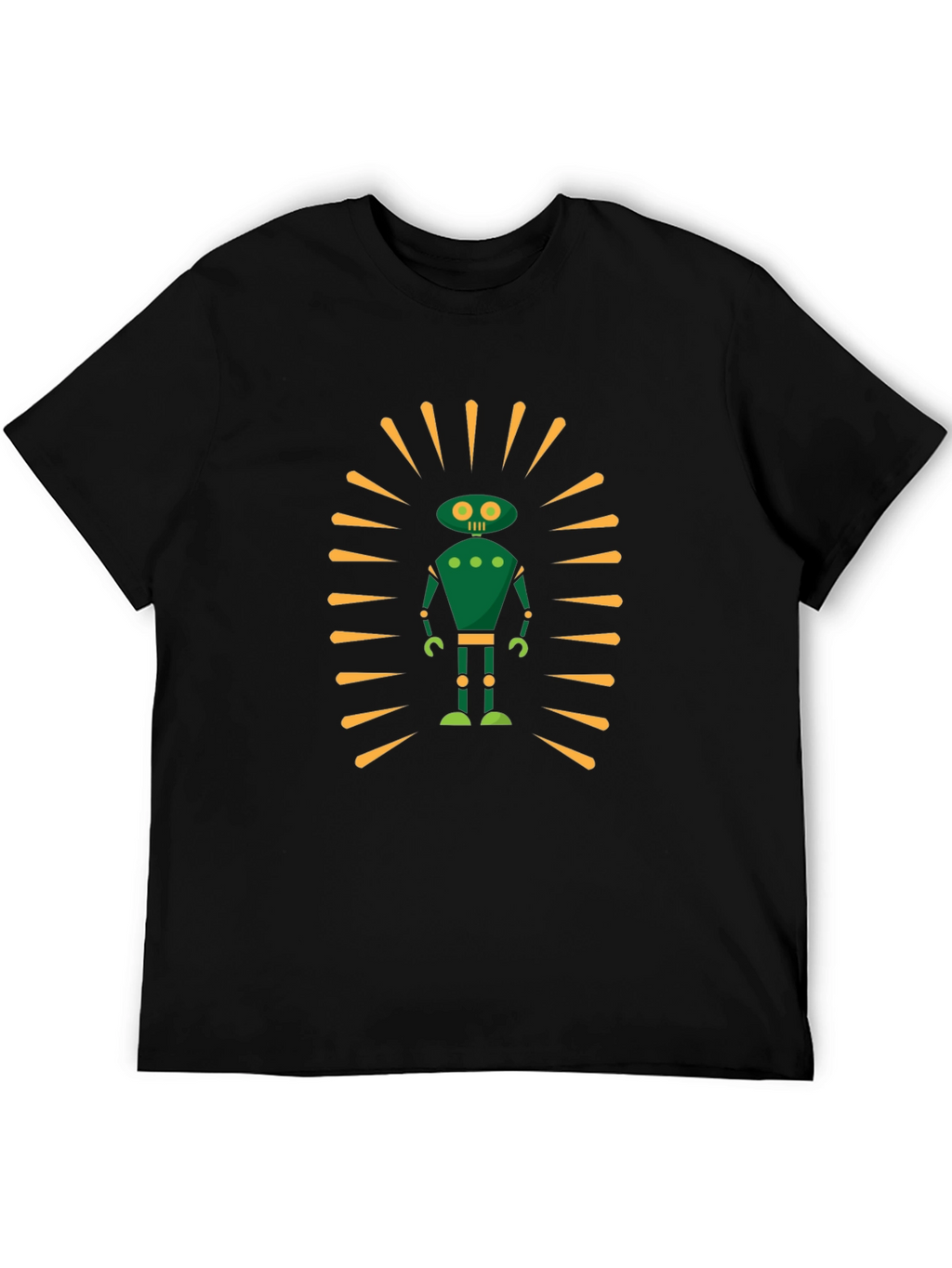 Retro Robot Graphic Tee - Sci-Fi Style Black T-Shirt