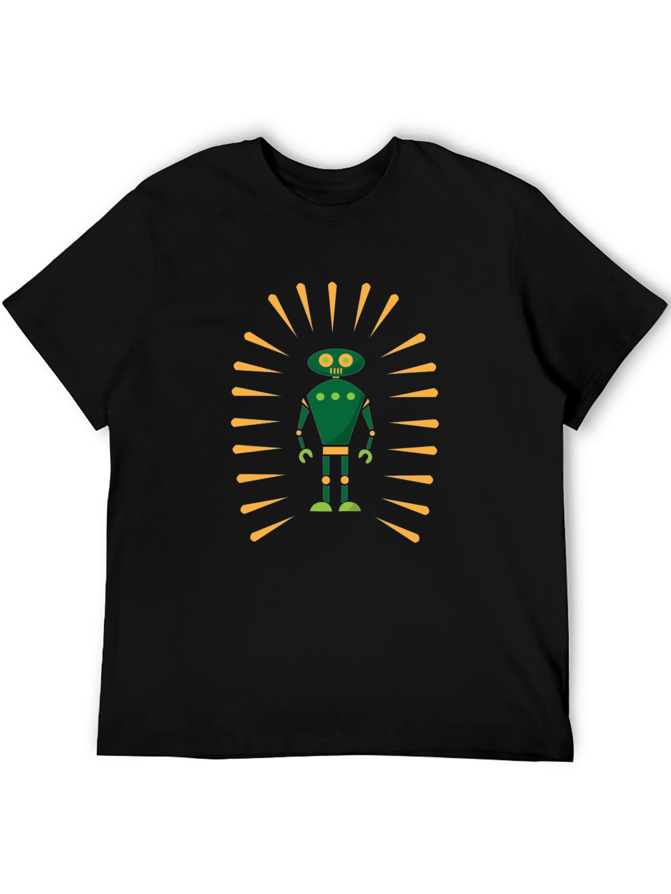 Retro Robot Graphic Tee - Sci-Fi Style Black T-Shirt