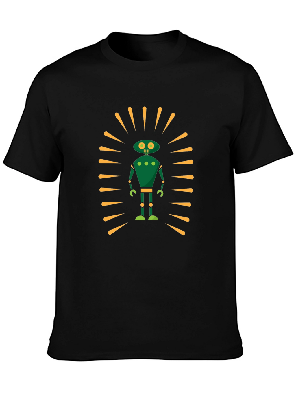 Retro Robot Graphic Tee - Sci-Fi Style Black T-Shirt
