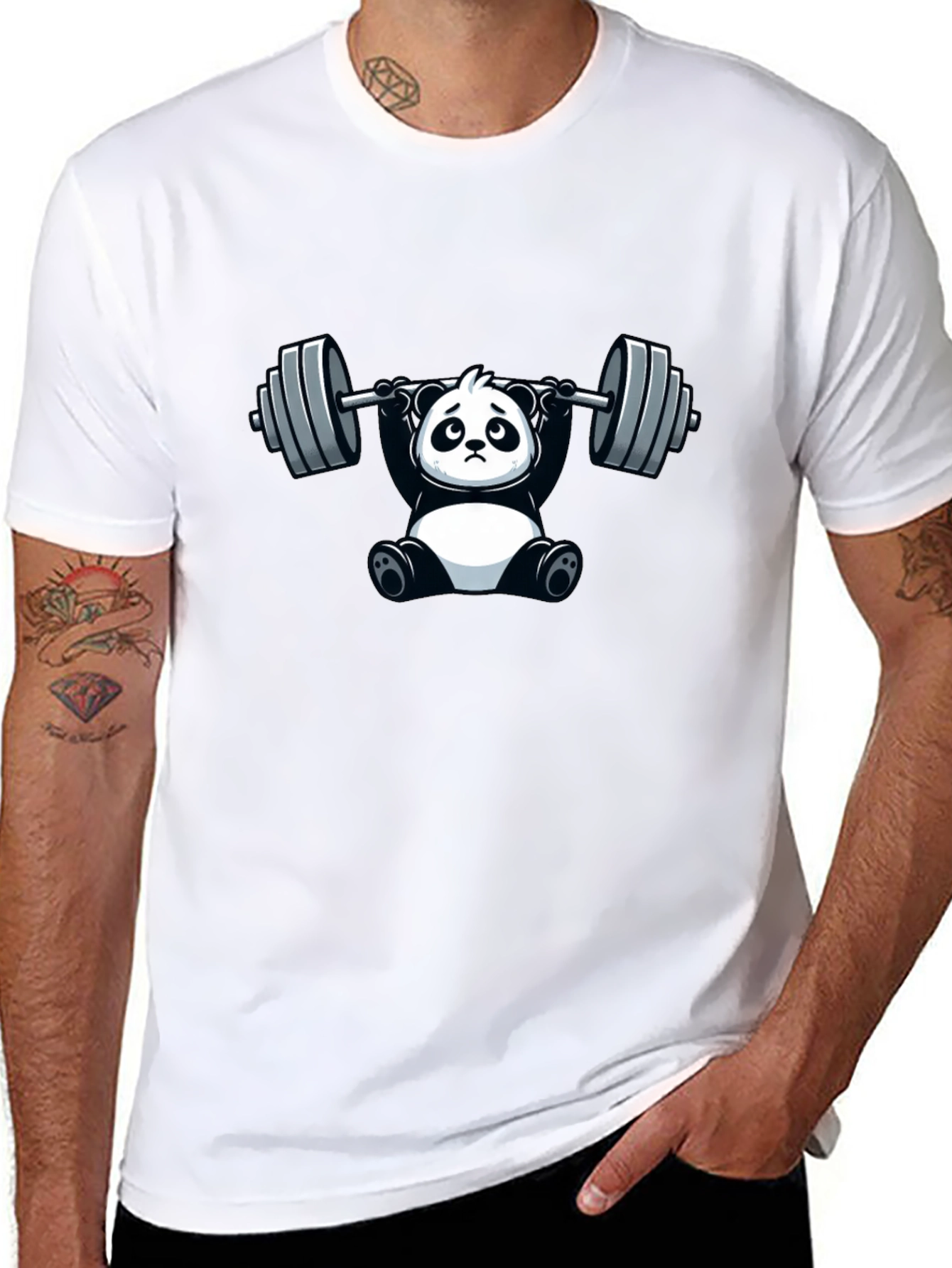 Funny Panda Lifting Barbell T-Shirt