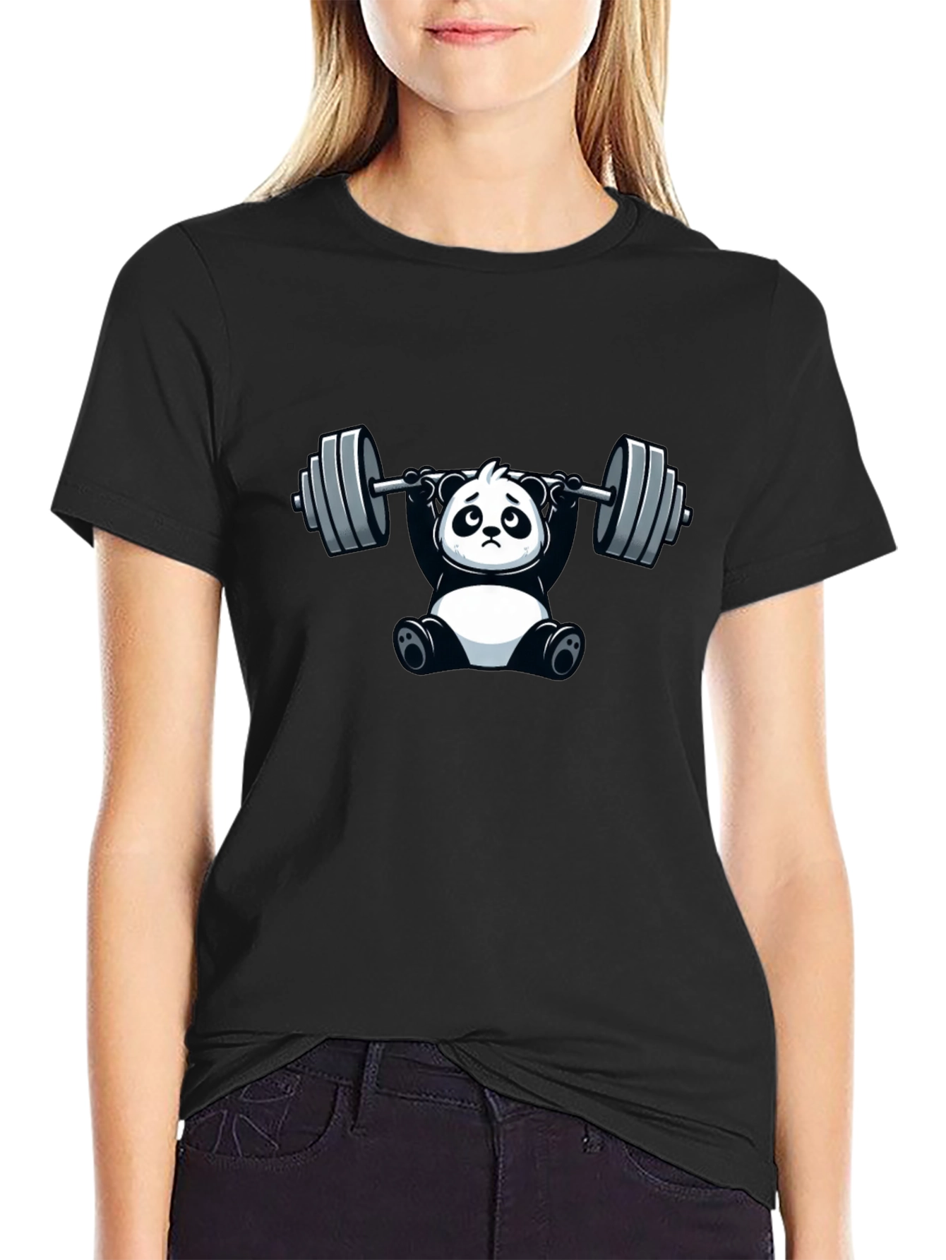 Funny Panda Lifting Barbell T-Shirt