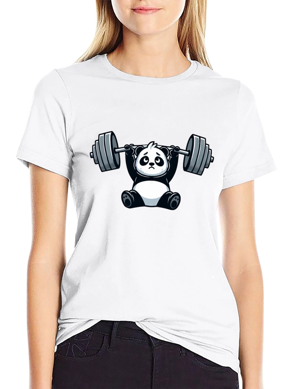 Funny Panda Lifting Barbell T-Shirt