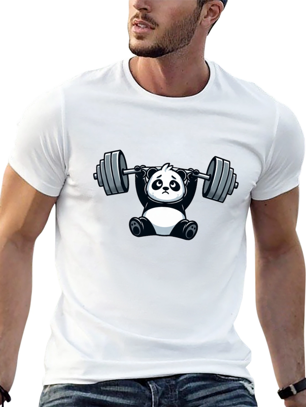 Funny Panda Lifting Barbell T-Shirt