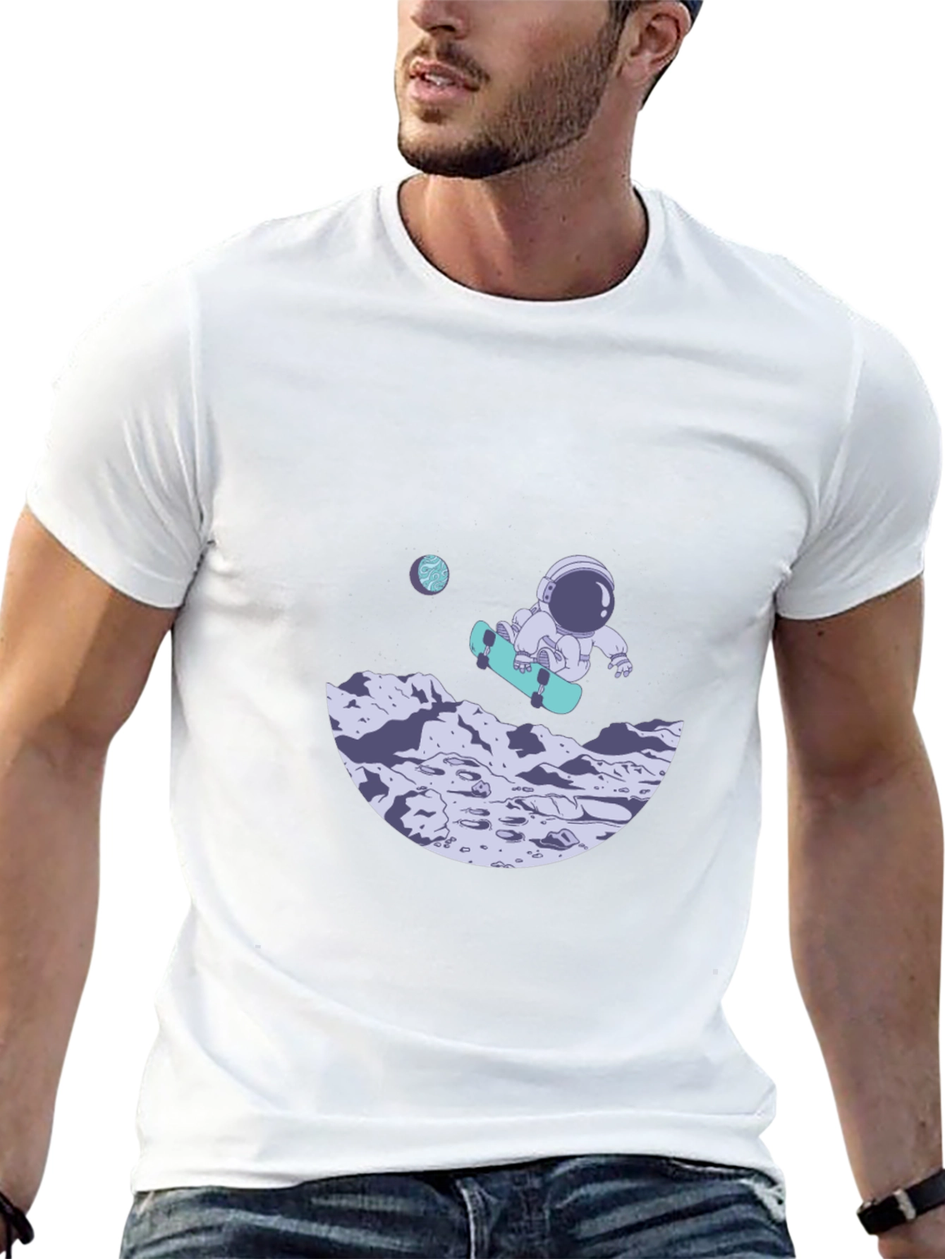 Astronaut Skateboard Black T-Shirt