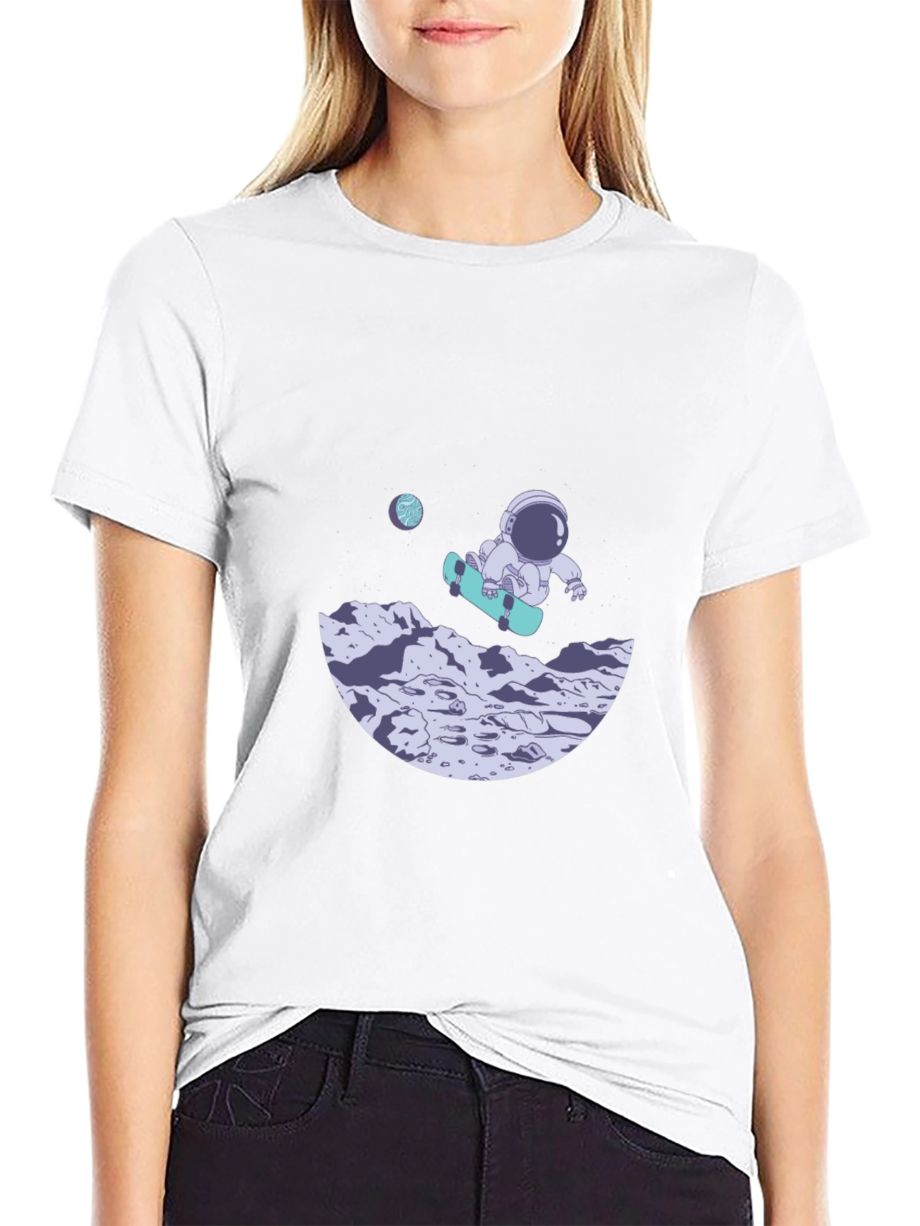 Astronaut Skateboard Black T-Shirt