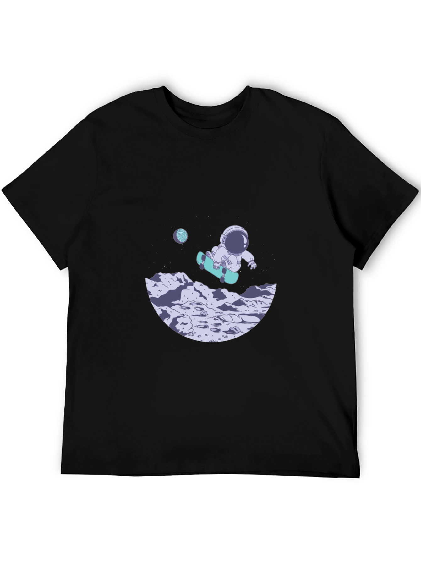 Astronaut Skateboard Black T-Shirt