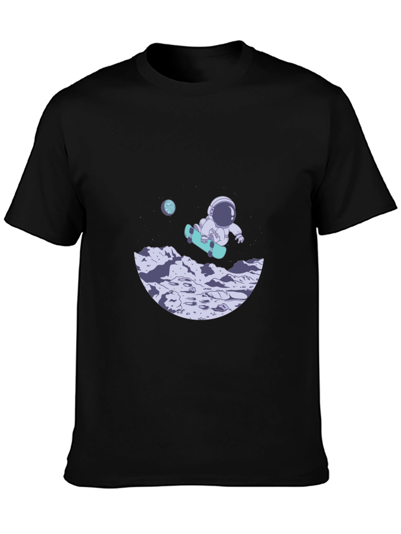 Astronaut Skateboard Black T-Shirt