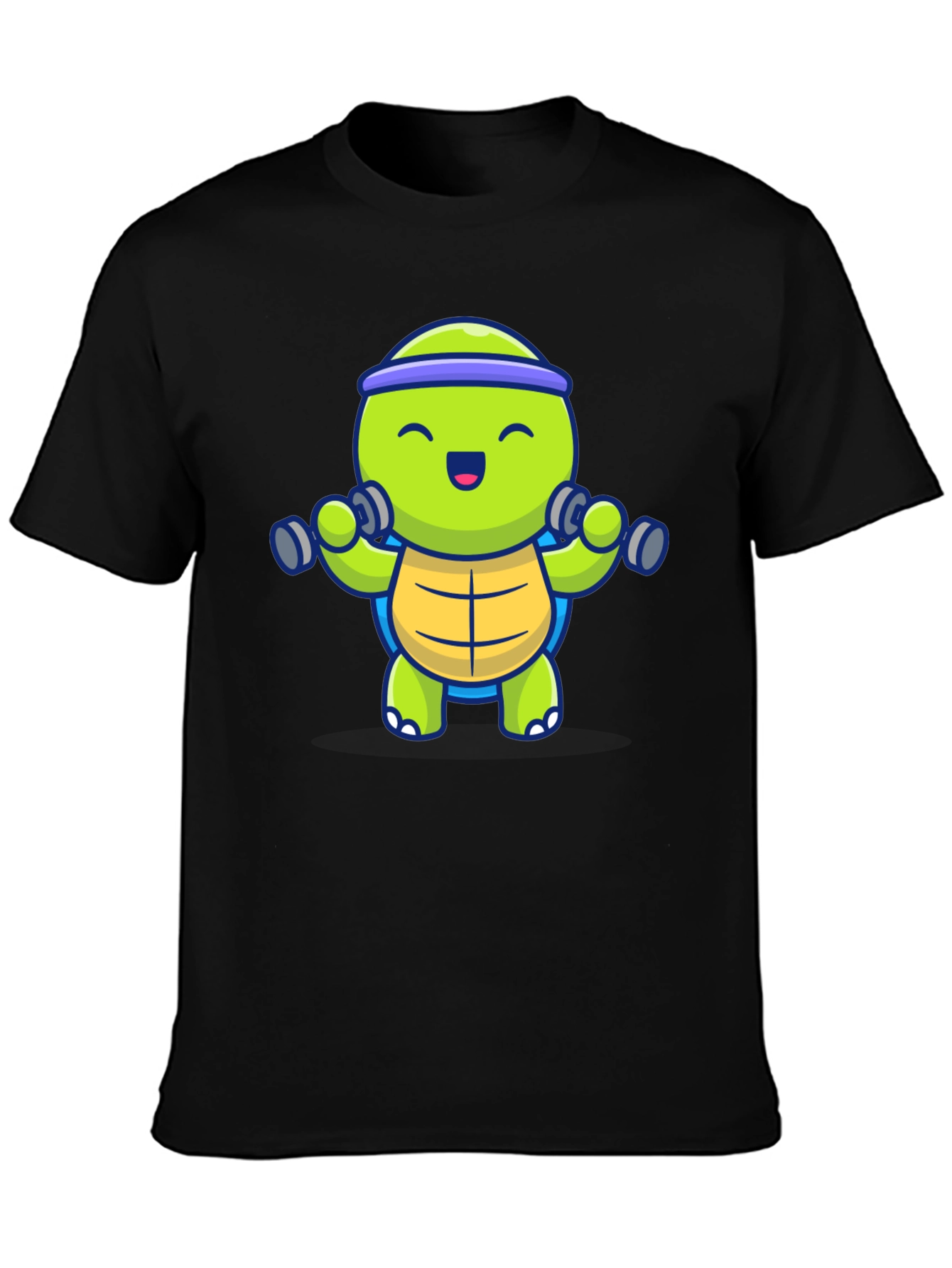 Turtle Lifting Weights Graphic Tee - Black